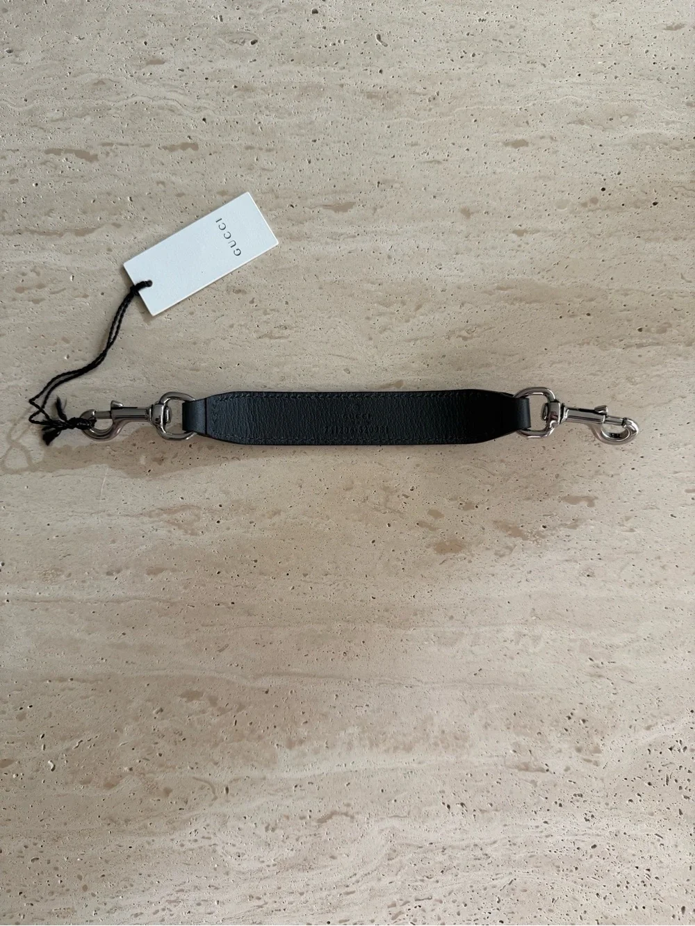 NWT Gucci Grey Leather Trolley Strap With Silver Hardware